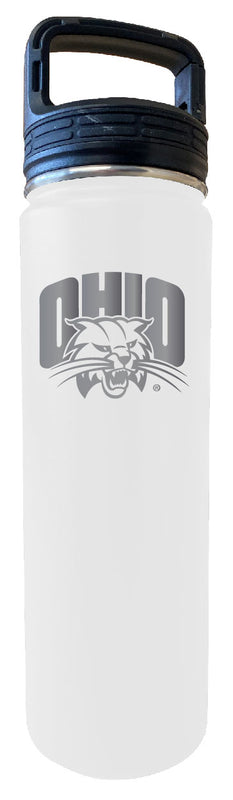 Ohio University 24 oz Engraved Insulated Stainless Steel Tumbler Water Bottle with Screw on Lid Officially Licensed Collegiate Product White