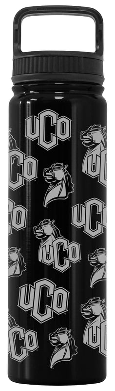 University of Central Oklahoma Bronchos Officially Licensed 24 oz Engraved Insulated Tumbler Water Bottle with Screw on Lid Black
