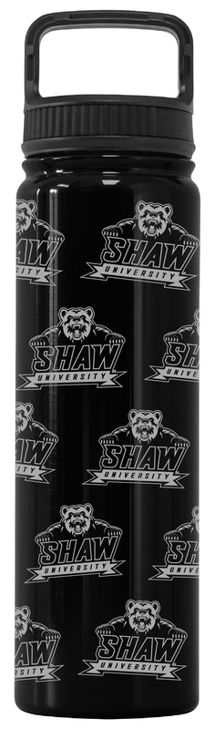 Shaw University Bears Officially Licensed 24 oz Engraved Insulated Tumbler Water Bottle with Screw on Lid Black
