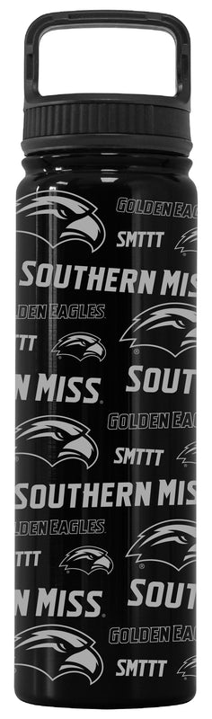 Southern Mississippi Golden Eagles Officially Licensed 24 oz Engraved Insulated Tumbler Water Bottle with Screw on Lid Black