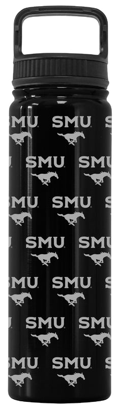 Southern Methodist University Officially Licensed 24 oz Engraved Insulated Tumbler Water Bottle with Screw on Lid Black