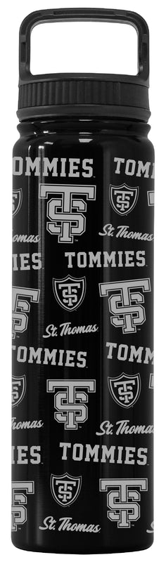 University of St. Thomas Officially Licensed 24 oz Engraved Insulated Tumbler Water Bottle with Screw on Lid Black