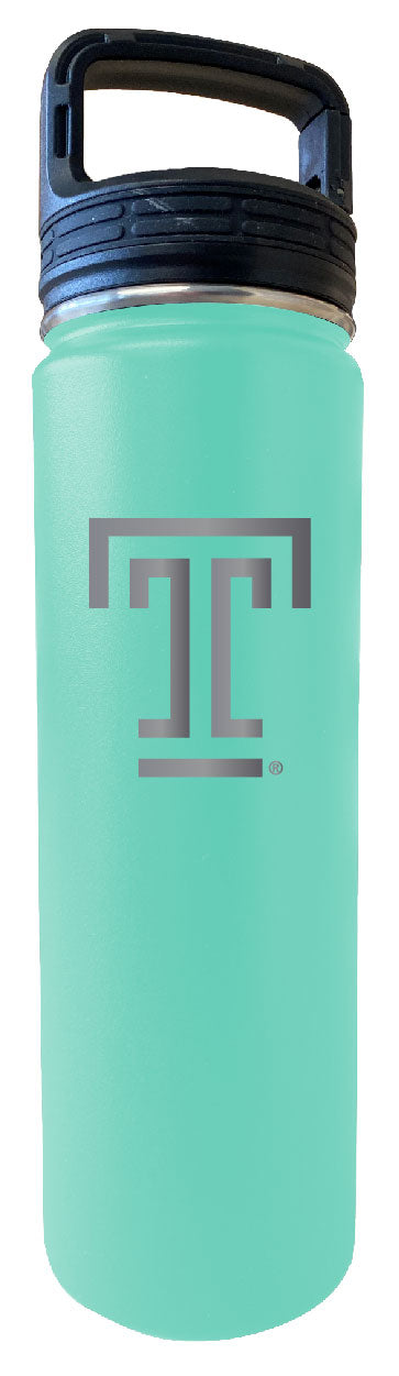 Temple University 32 oz Engraved Insulated Stainless Steel Tumbler Water Bottle with Screw on Lid Officially Licensed Collegiate Product Seafoam