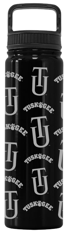 Tuskegee University Officially Licensed 24 oz Engraved Insulated Tumbler Water Bottle with Screw on Lid Black