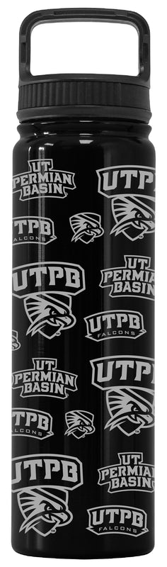 University of Texas of the Permian Basin Officially Licensed 24 oz Engraved Insulated Tumbler Water Bottle with Screw on Lid Black