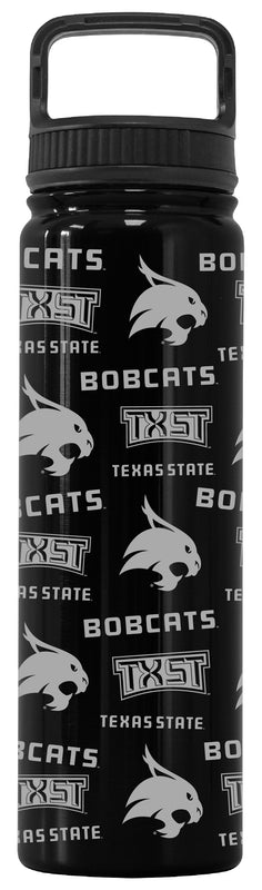 Texas State Bobcats Officially Licensed 24 oz Engraved Insulated Tumbler Water Bottle with Screw on Lid Black