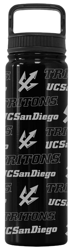 UC San Diego Officially Licensed 24 oz Engraved Insulated Tumbler Water Bottle with Screw on Lid Black