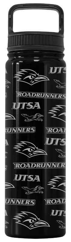 UTSA Roadrunners Officially Licensed 24 oz Engraved Insulated Tumbler Water Bottle with Screw on Lid Black