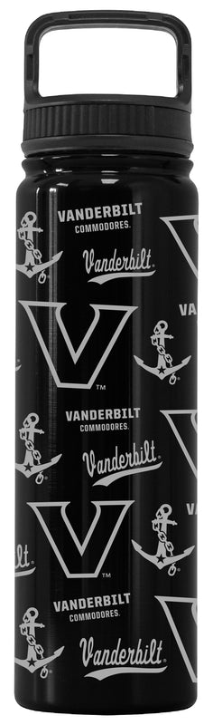 Vanderbilt University Officially Licensed 24 oz Engraved Insulated Tumbler Water Bottle with Screw on Lid Black