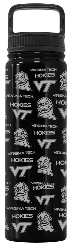 Virginia Tech Hokies Officially Licensed 24 oz Engraved Insulated Tumbler Water Bottle with Screw on Lid Black