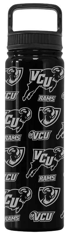Virginia Commonwealth Officially Licensed 24 oz Engraved Insulated Tumbler Water Bottle with Screw on Lid Black