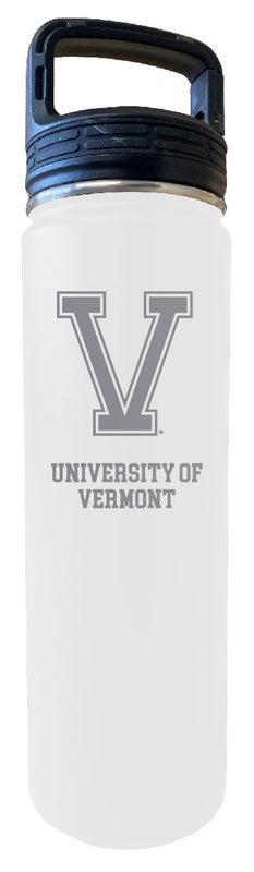 Vermont Catamounts 24 oz Engraved Insulated Stainless Steel Tumbler Water Bottle with Screw on Lid Officially Licensed Collegiate Product White