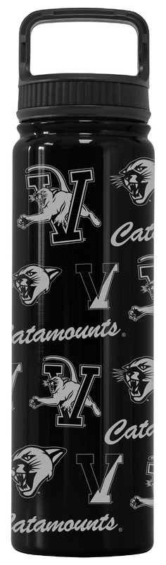 Vermont Catamounts Officially Licensed 24 oz Engraved Insulated Tumbler Water Bottle with Screw on Lid Black
