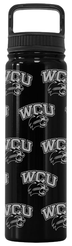 Western Carolina University Officially Licensed 24 oz Engraved Insulated Tumbler Water Bottle with Screw on Lid Black