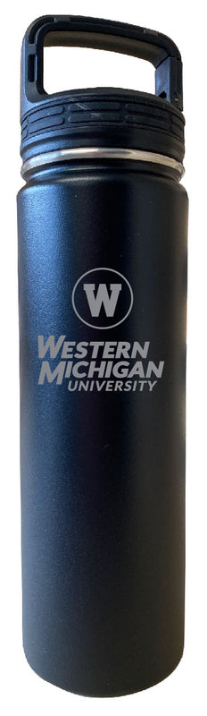 Western Michigan University 24 oz Engraved Insulated Stainless Steel Tumbler Water Bottle with Screw on Lid Officially Licensed Collegiate Product Black