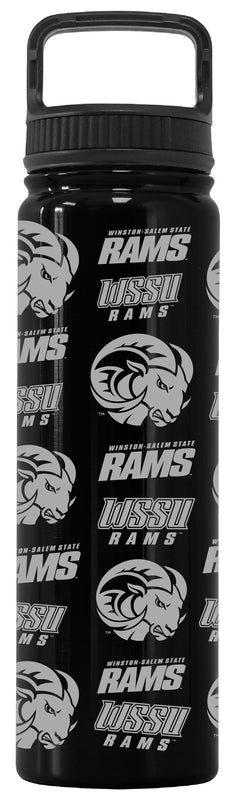 Winston-Salem State Officially Licensed 24 oz Engraved Insulated Tumbler Water Bottle with Screw on Lid Black