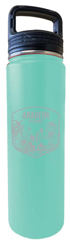 Anaheim California Souvenir 32 oz Engraved Insulated Stainless Steel Tumbler Water Bottle with Screw on Lid Seafoam 2-Pack