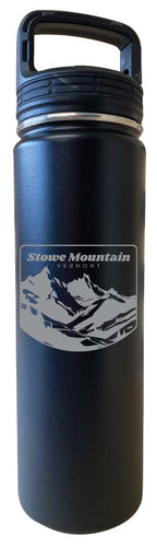 Stowe Mountain Vermont Souvenir 32 oz Engraved Insulated Stainless Steel Tumbler Water Bottle with Screw on Lid Black Single Unit