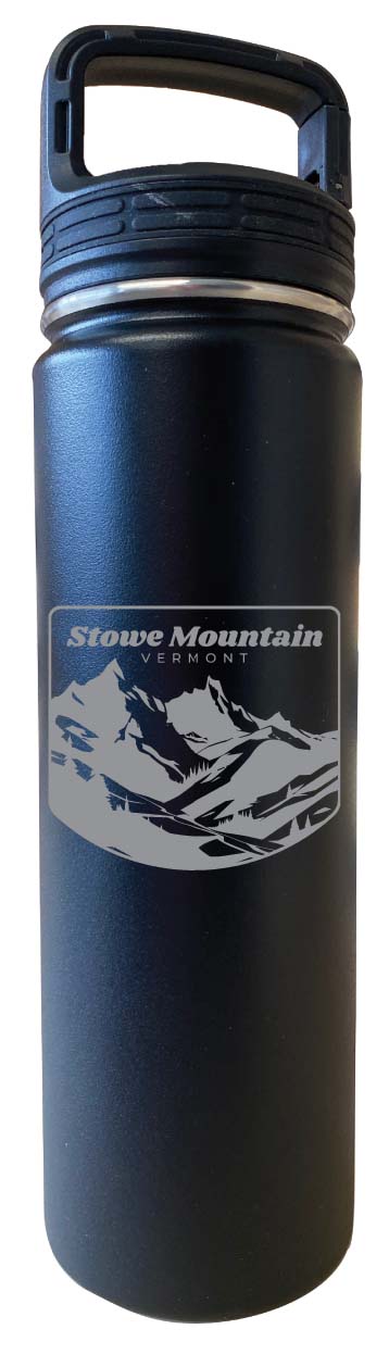 Stowe Mountain Vermont Souvenir 32 oz Engraved Insulated Stainless Steel Tumbler Water Bottle with Screw on Lid Black Single Unit