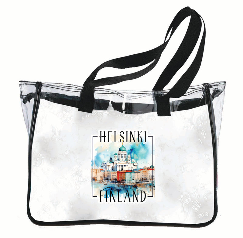 Helsinki Finland Watercolor Helsinki Cathedral Design Souvenir Clear Tote Bag 