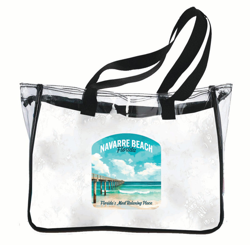 Navarre Beach Florida Pier Painting Design Souvenir Clear Tote Bag 