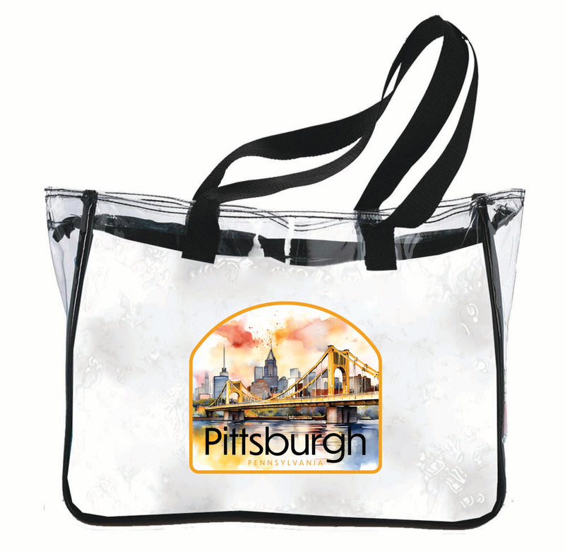 Pittsburgh Pennsylvania Yellow Bridge Design Souvenir Clear Tote Bag 