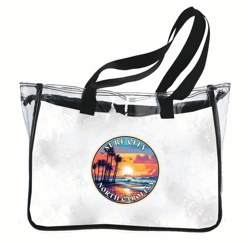 Surf City North Carolina Palm Sunset Design Souvenir Clear Tote Bag 