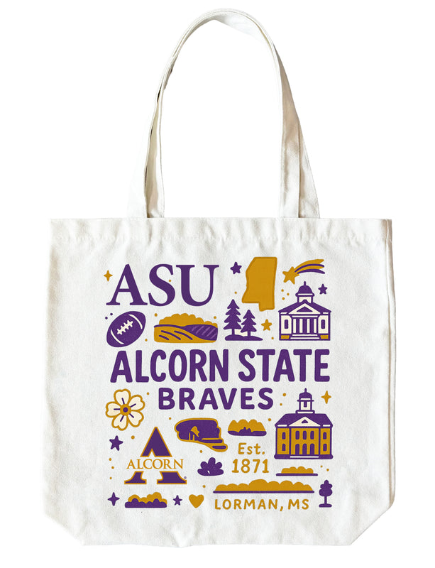 Alcorn State Braves 15" x 15" Canvas Tote Bag Officially Licensed 