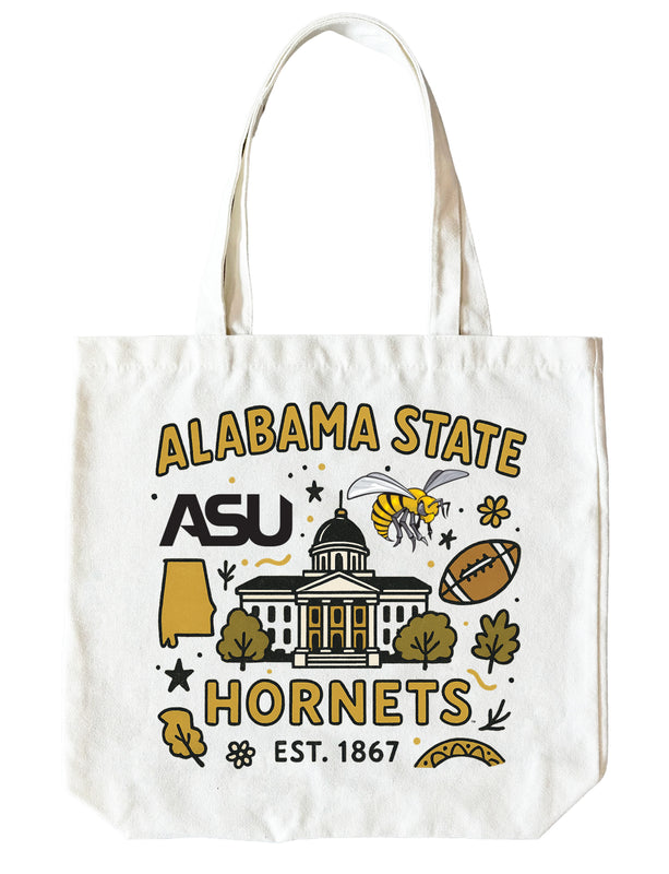 Alabama State University 15" x 15" Canvas Tote Bag Officially Licensed 