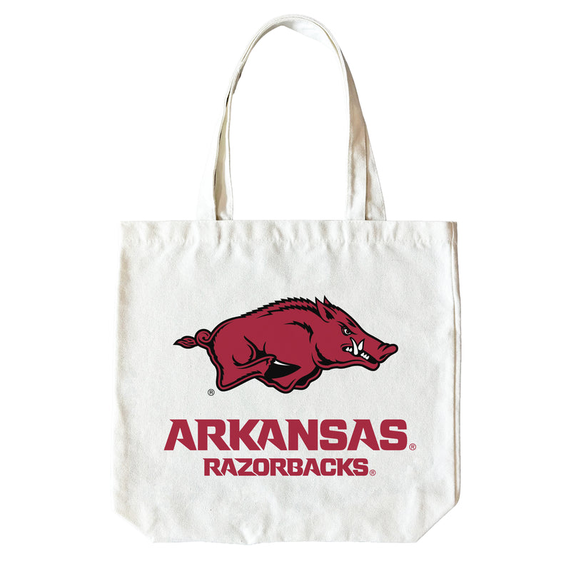 Arkansas Razorbacks 15" x 15" Canvas Tote Bag Officially Licensed – Logo or Medley Design Logo