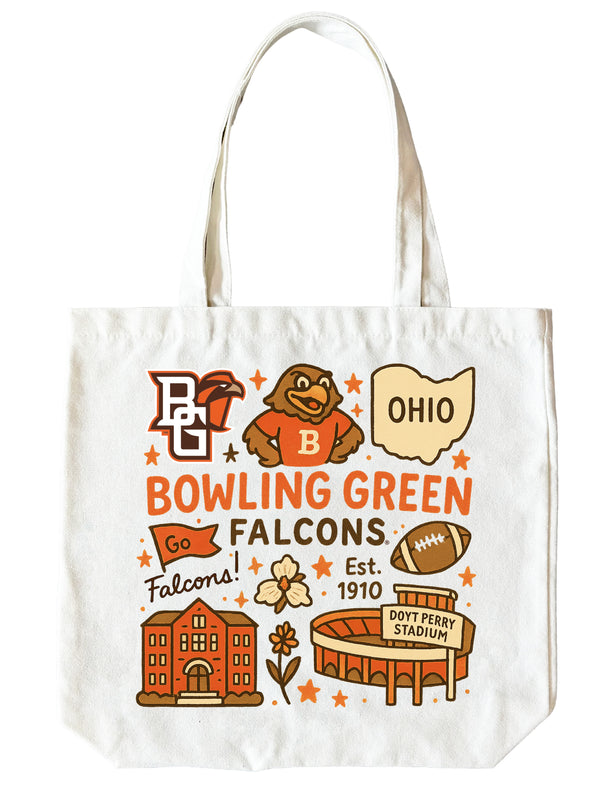 Bowling Green Falcons 15" x 15" Canvas Tote Bag Officially Licensed 