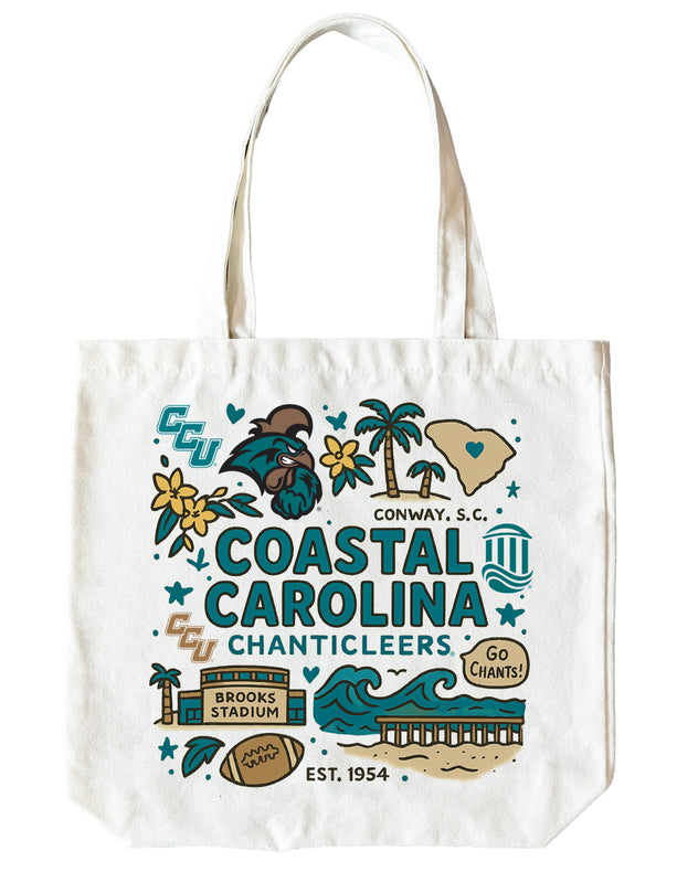 Coastal Carolina University 15" x 15" Canvas Tote Bag Officially Licensed 