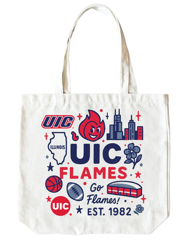 University of Illinois at Chicago 15" x 15" Canvas Tote Bag Officially Licensed 