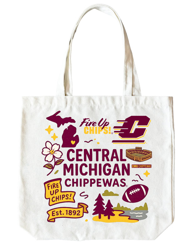 Central Michigan University 15" x 15" Canvas Tote Bag Officially Licensed 