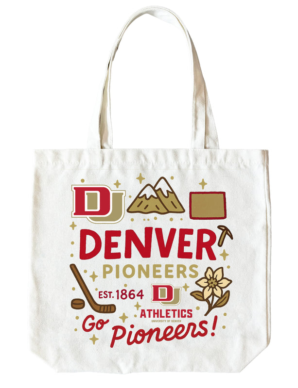 University of Denver Pioneers 15" x 15" Canvas Tote Bag Officially Licensed 