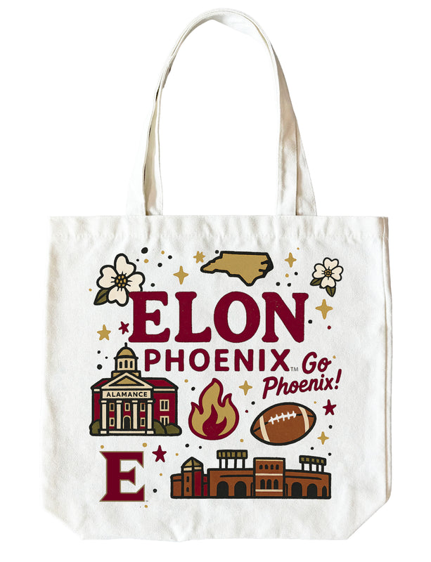 Elon University 15" x 15" Canvas Tote Bag Officially Licensed 