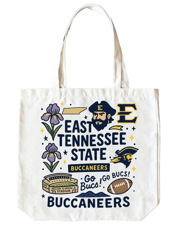 East Tennessee State University 15" x 15" Canvas Tote Bag Officially Licensed 
