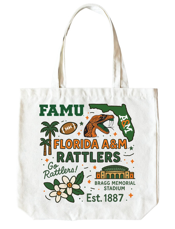 Florida A&M Rattlers 15" x 15" Canvas Tote Bag Officially Licensed 
