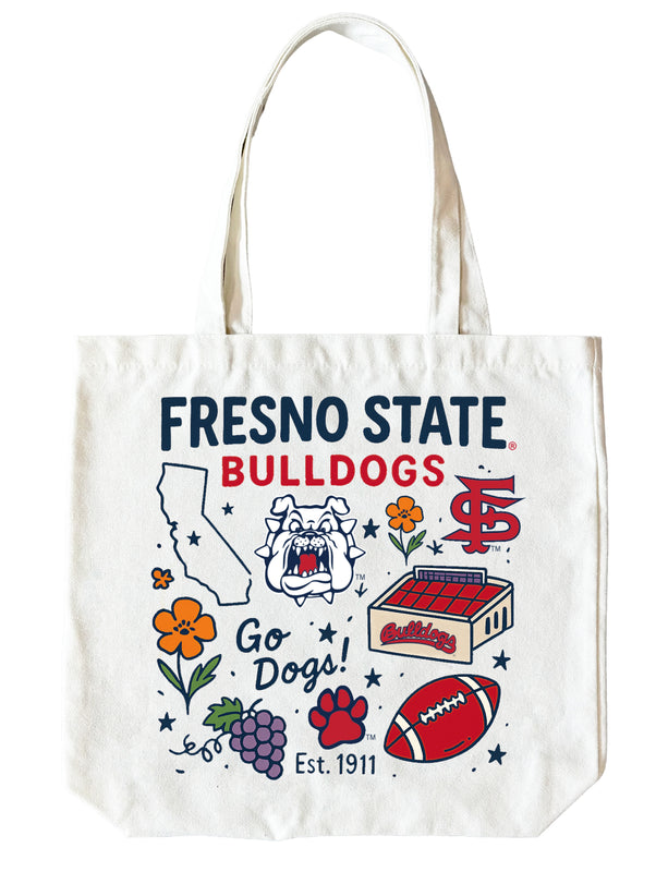 Fresno State Bulldogs 15" x 15" Canvas Tote Bag Officially Licensed 