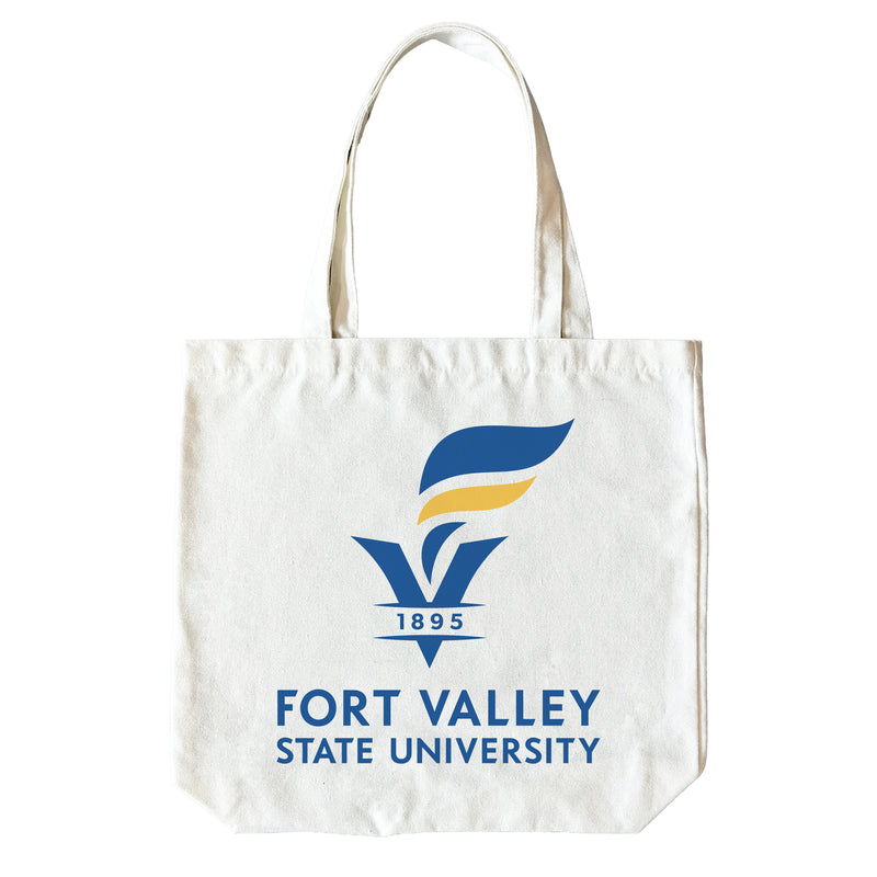 Fort Valley State University 15" x 15" Canvas Tote Bag Officially Licensed – Logo or Medley Design Logo