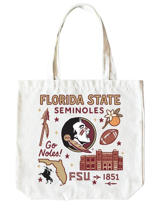 Florida State Seminoles 15" x 15" Canvas Tote Bag Officially Licensed 