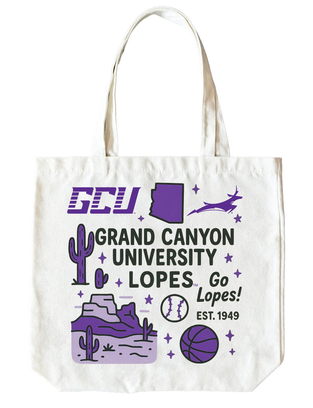 Grand Canyon University Lopes 15" x 15" Canvas Tote Bag Officially Licensed 