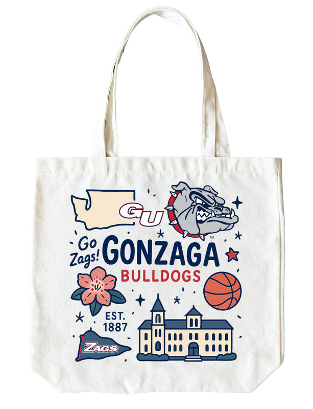 Gonzaga Bulldogs 15" x 15" Canvas Tote Bag Officially Licensed 