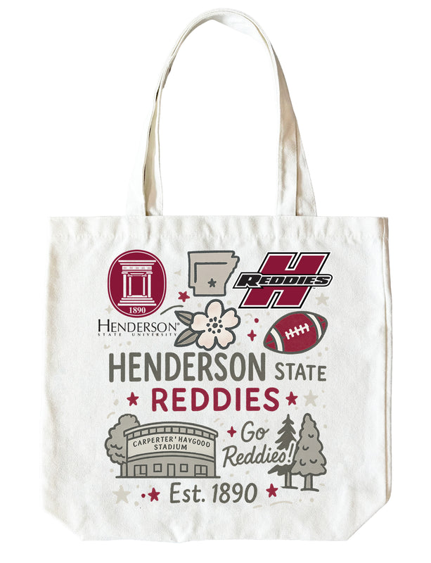Henderson State Reddies 15" x 15" Canvas Tote Bag Officially Licensed 