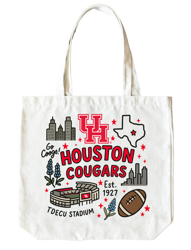 University of Houston 15" x 15" Canvas Tote Bag Officially Licensed 
