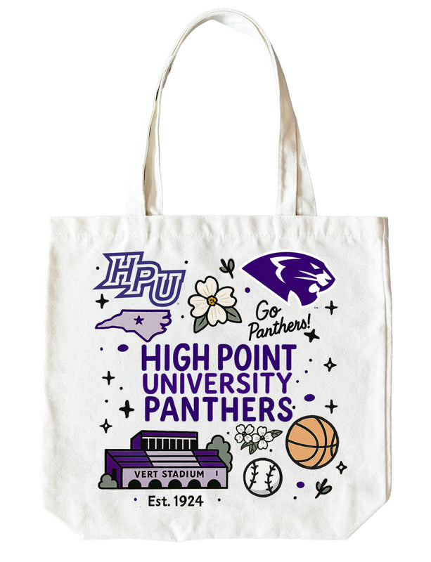 High Point University 15" x 15" Canvas Tote Bag Officially Licensed 