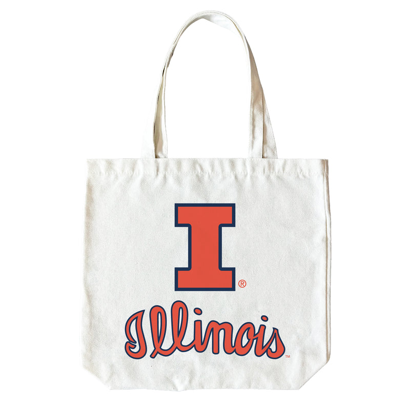 Illinois Fighting Illini 15" x 15" Canvas Tote Bag Officially Licensed – Logo or Medley Design Logo