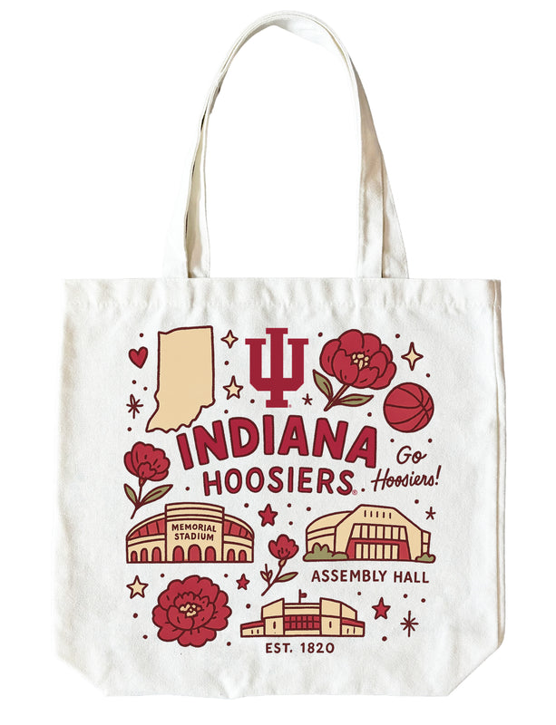 Indiana Hoosiers 15" x 15" Canvas Tote Bag Officially Licensed 