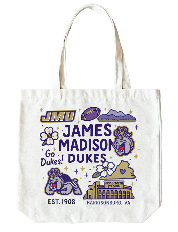 James Madison Dukes 15" x 15" Canvas Tote Bag Officially Licensed 