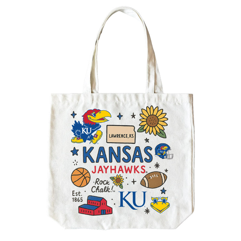 Kansas Jayhawks 15" x 15" Canvas Tote Bag Officially Licensed 